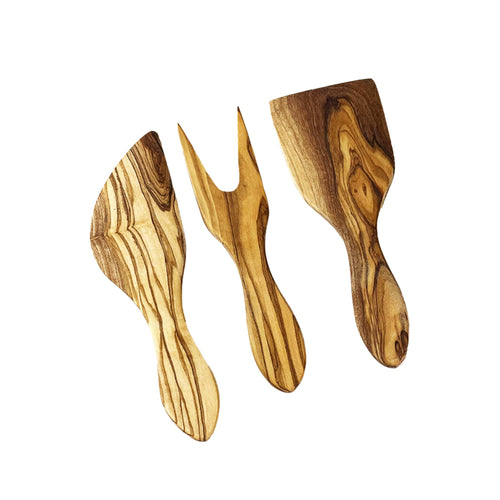 Set of 3 Olive Wood Mini Cheese Tools