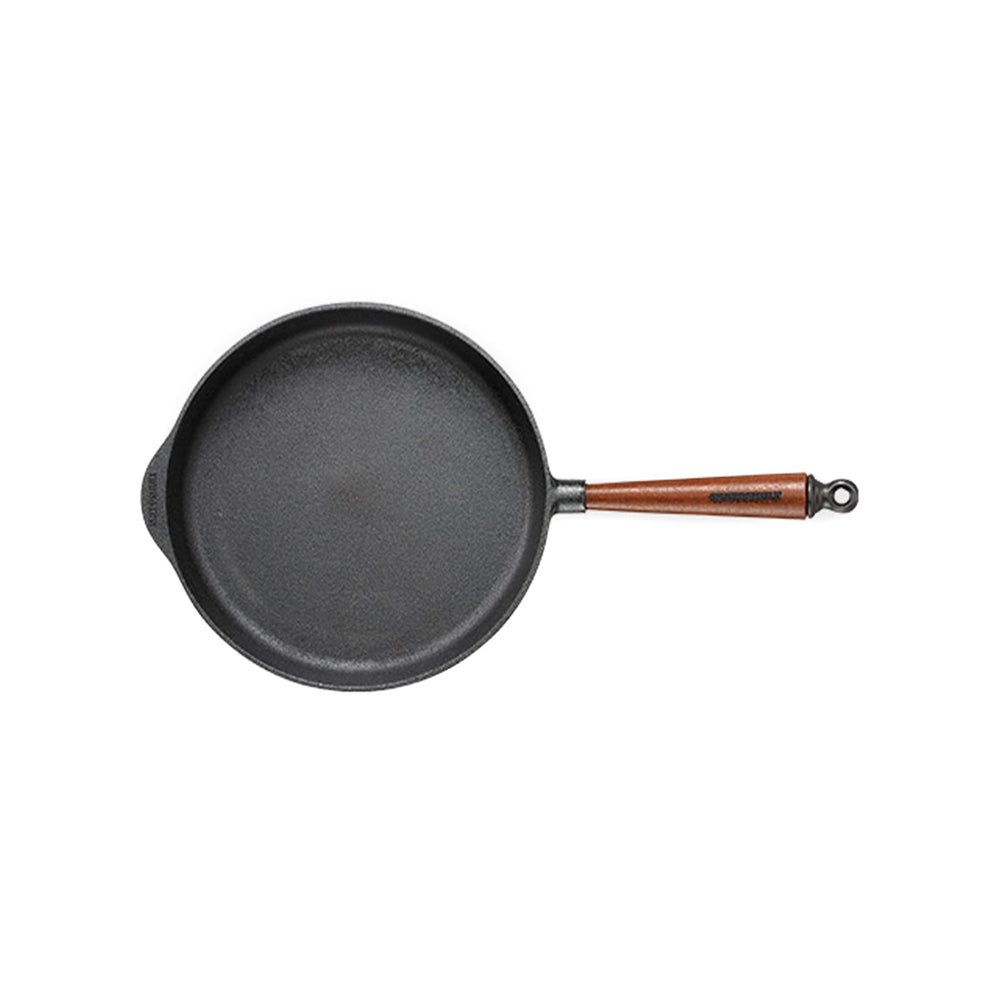 Skeppshult Cast Iron Deep Frying Pan with Beech Wood Handle, 28cm