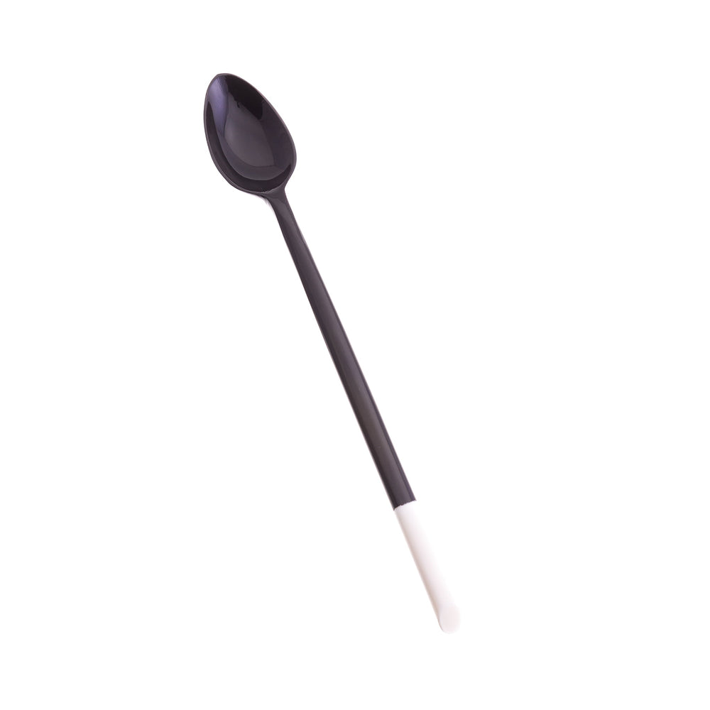 Sarah Petherick Black & White Horn Kitami Long Dessert Spoon, 20cm