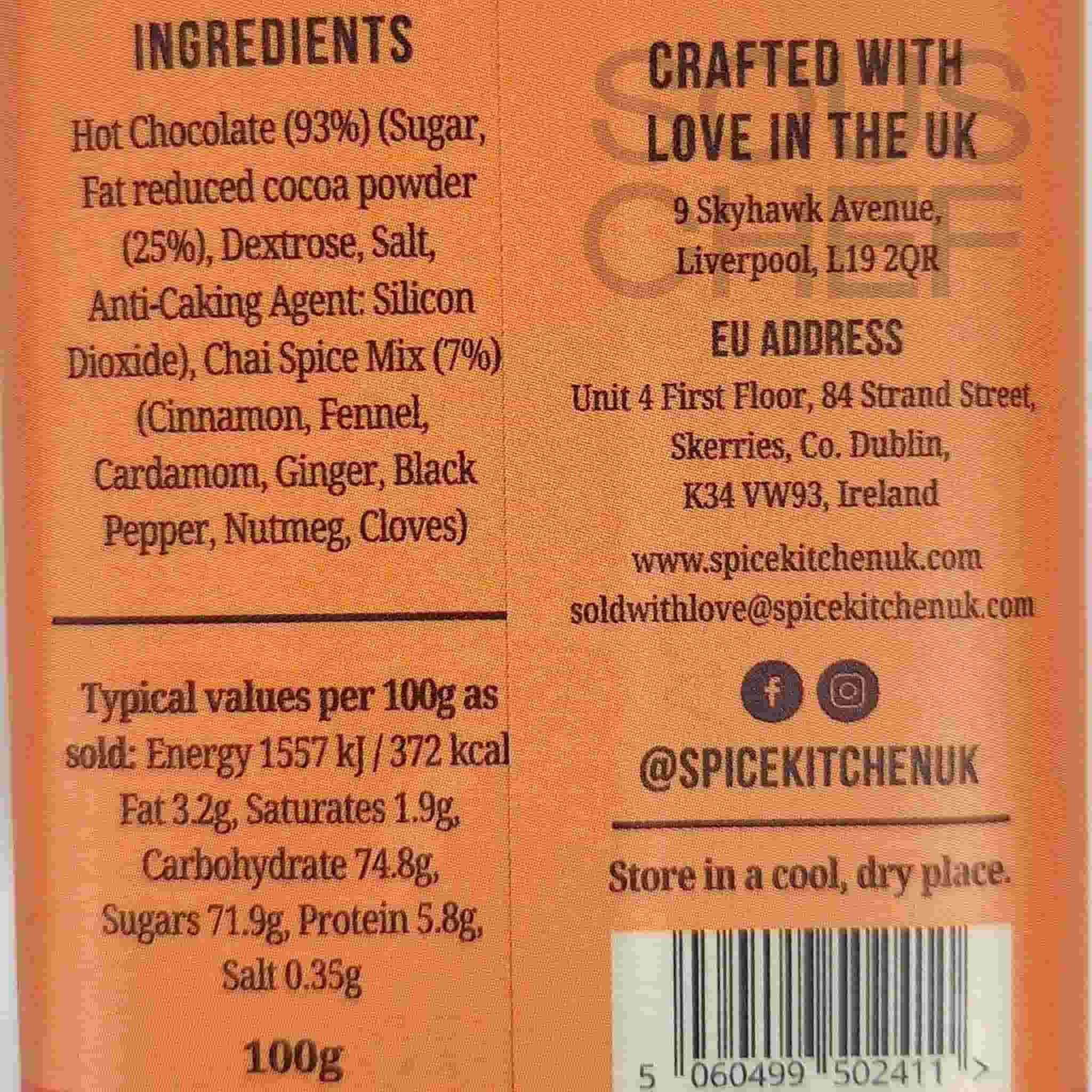 Spice Kitchen Chai Hot Chocolate, 100g