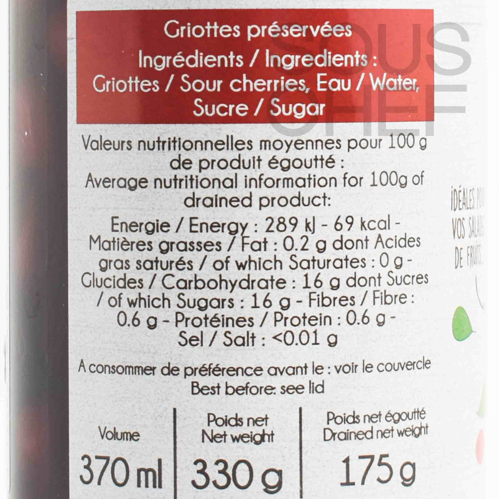 Sabarot Pitted Morello Cherries (Griottes), 370ml