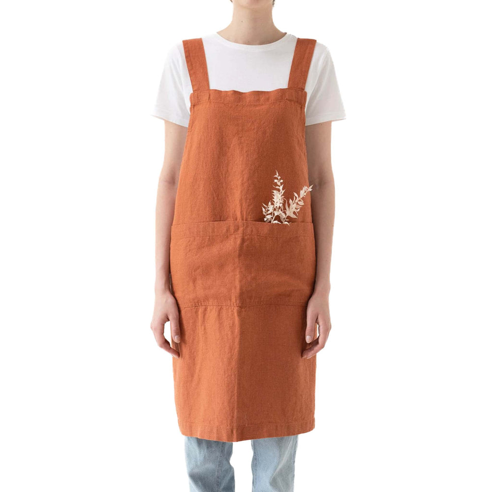 Rust Crossback Linen Apron