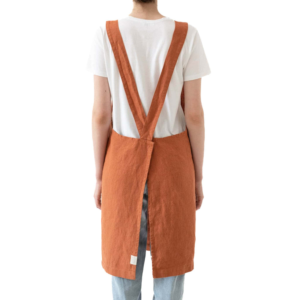 Rust Crossback Linen Apron