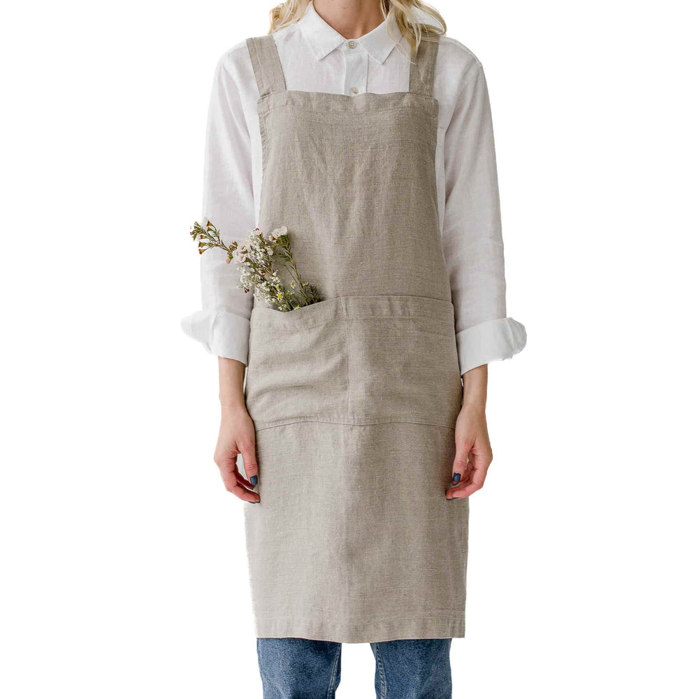 Natural Crossback Linen Apron