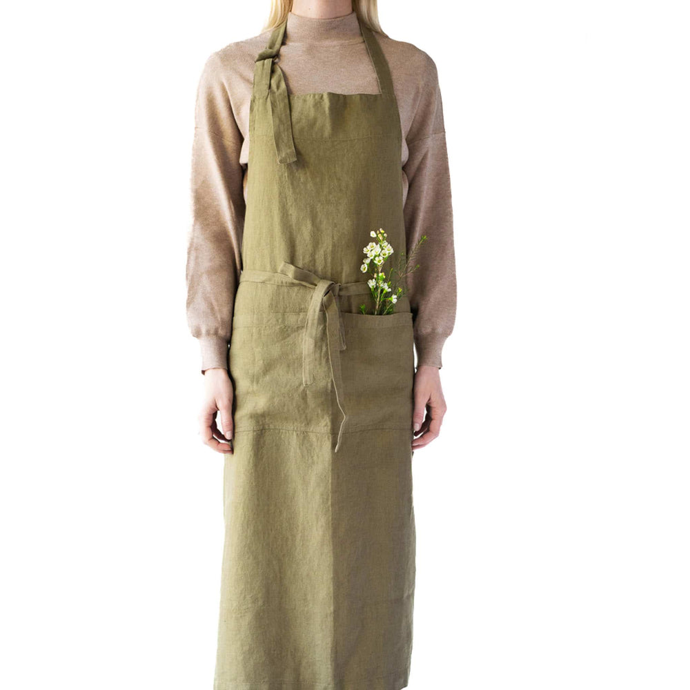 Olive Chef Linen Apron