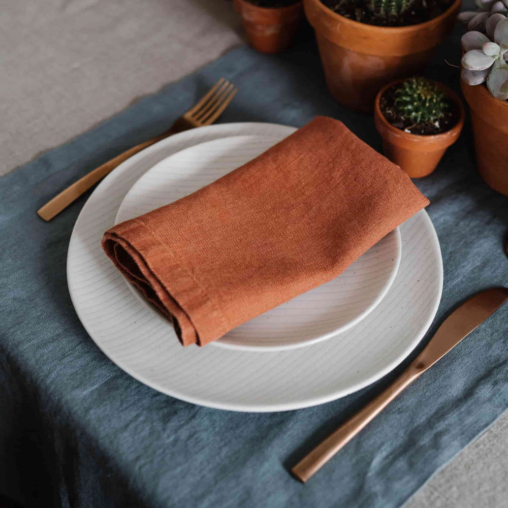 Set of 2 Rust Linen Napkins