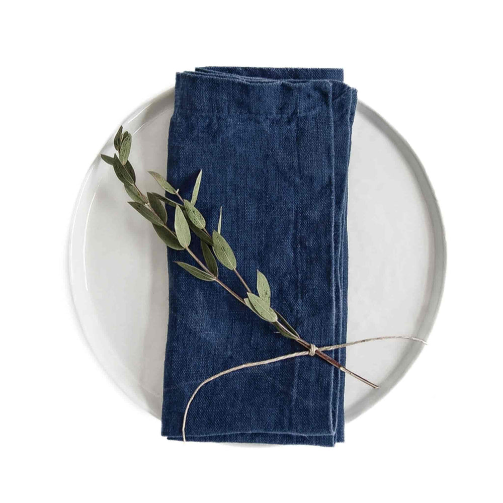 Set of 2 Navy Linen Napkins