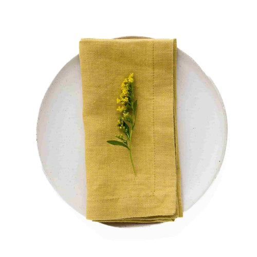 Set of 2 Yellow Linen Napkins