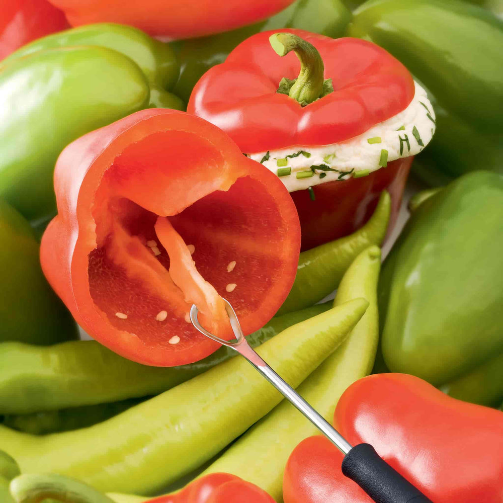 Triangle Pepper Corer being used