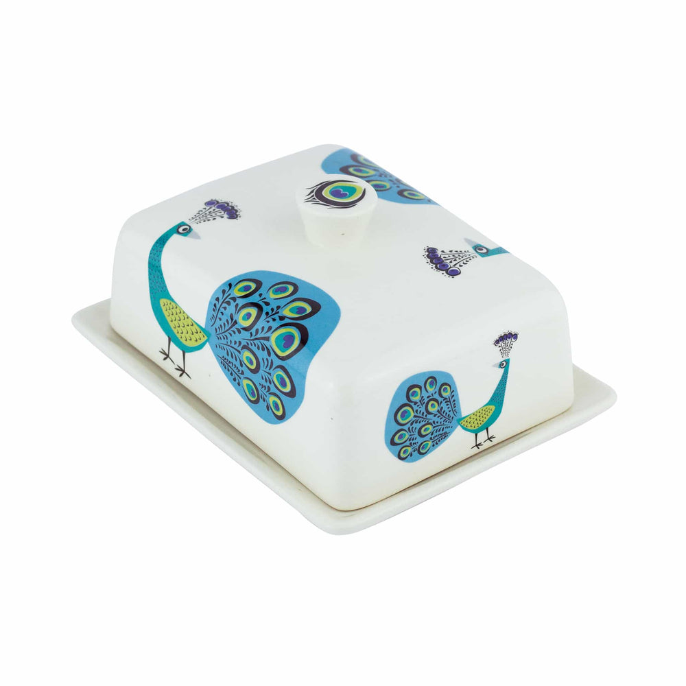 Hannah Turner Peacock Butter Dish, 16x8cm