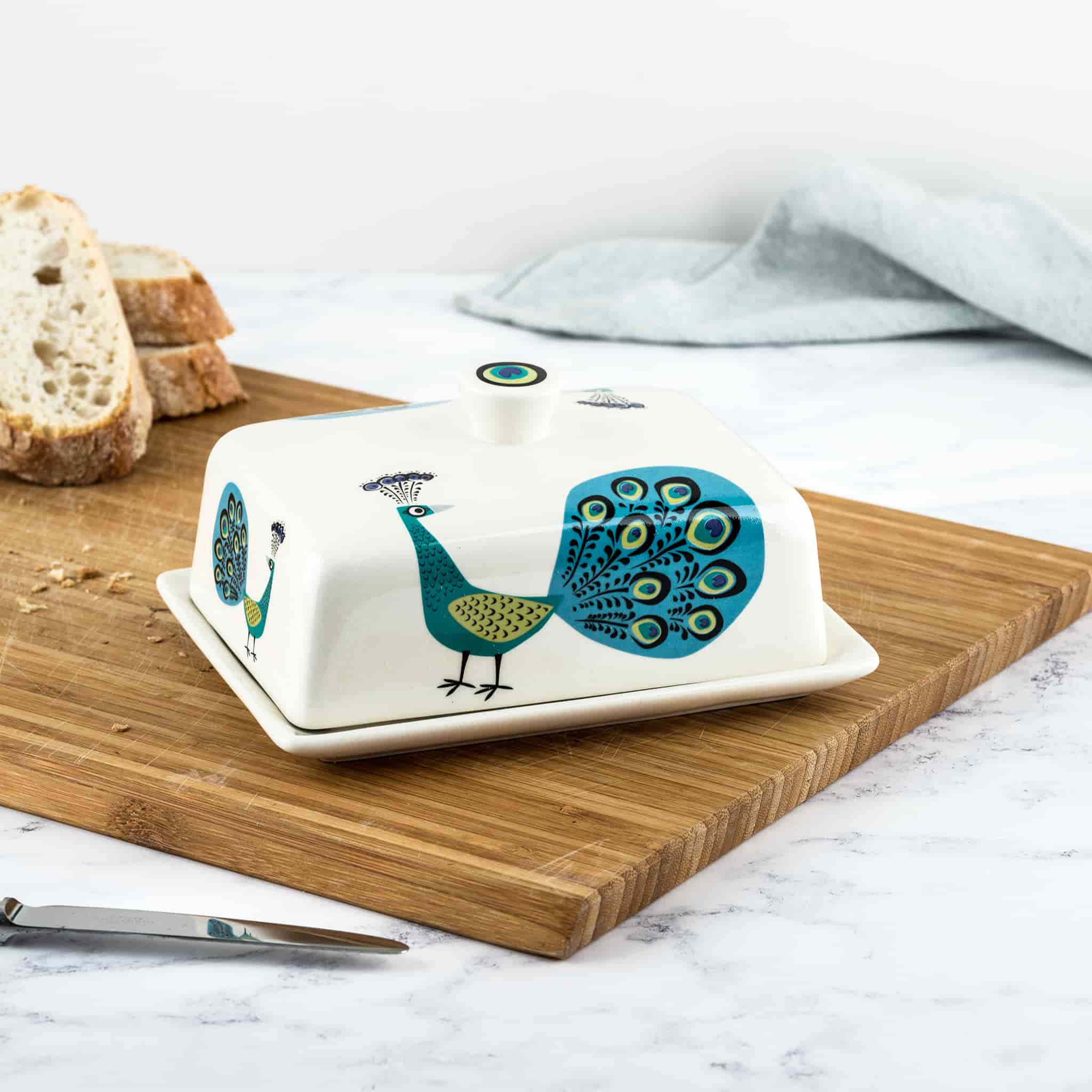 Hannah Turner Peacock Butter Dish, 16x8cm