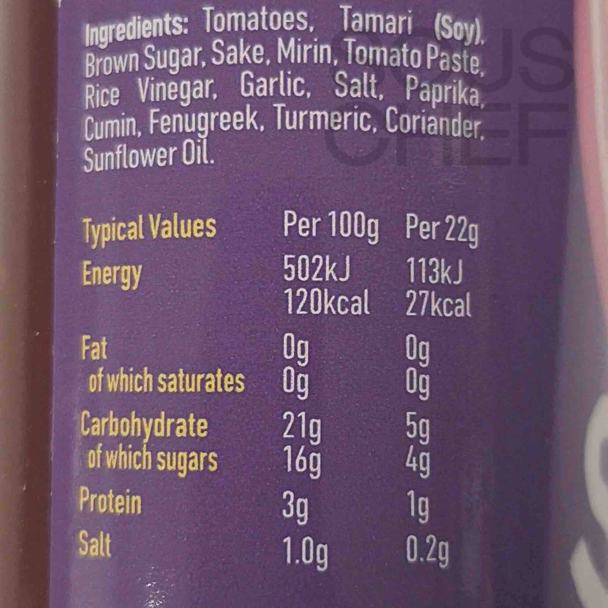 Conbini Sunday Sauce, 250ml ingredients and nutritional