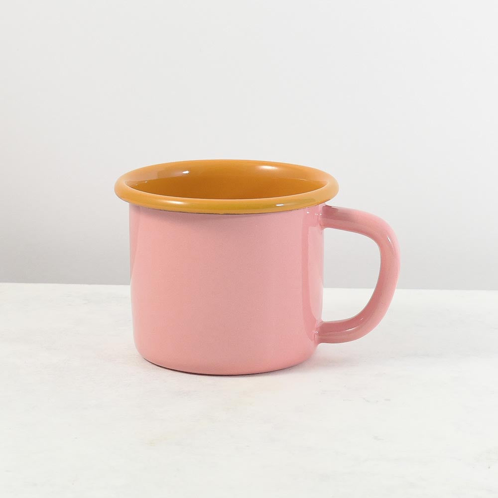 Kapka x Sous Chef Colourblock Enamel Mug, Pink & Yellow, 350ml