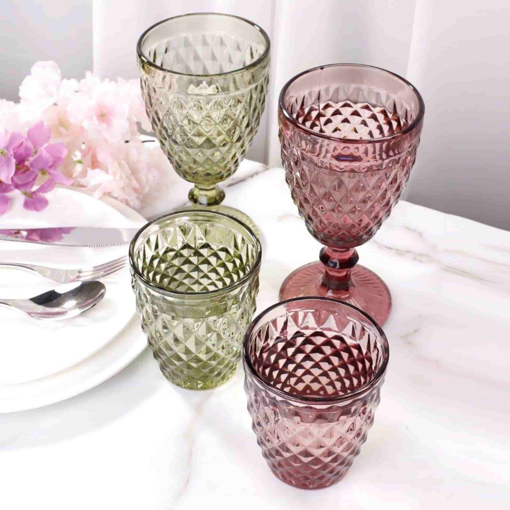 Set of 6 Purple Diamond Tumblers, 270ml