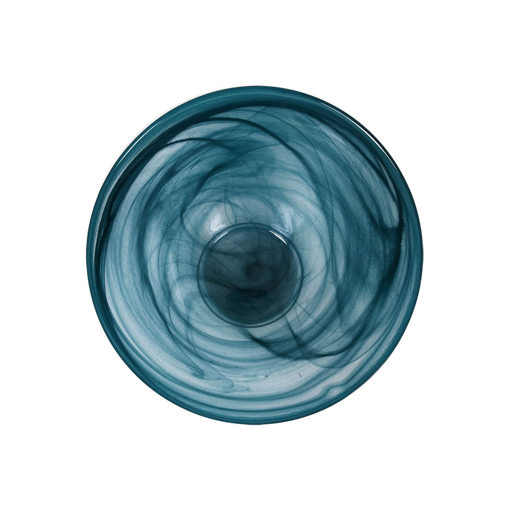 Teal Marble Glass Serving Bowl, 25cm