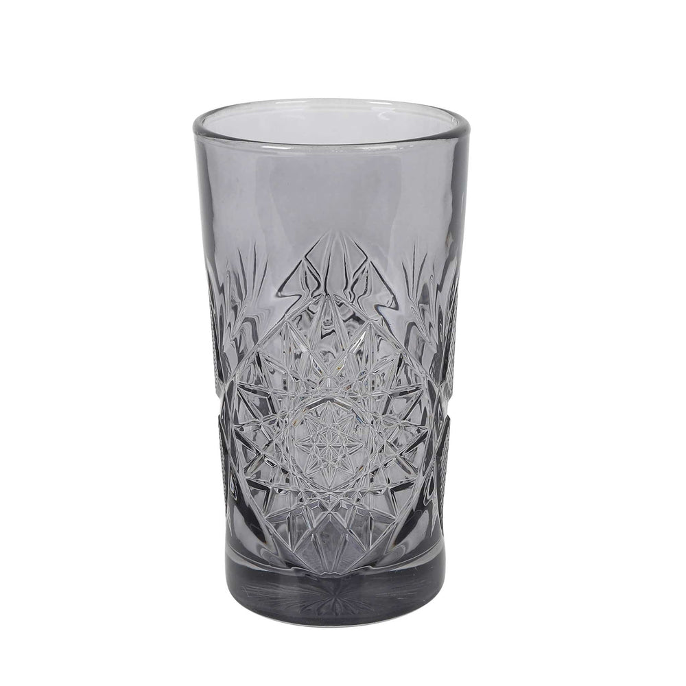 Set of 6 Smoke Hobstar Highball Glasses, 350ml