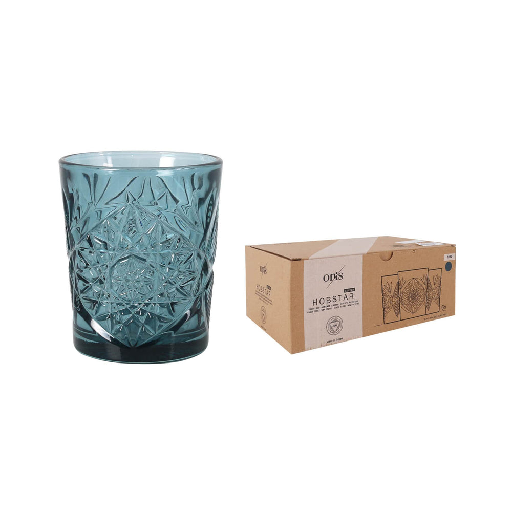 Set of 6 Blue Hobstar Tumbler, 350ml