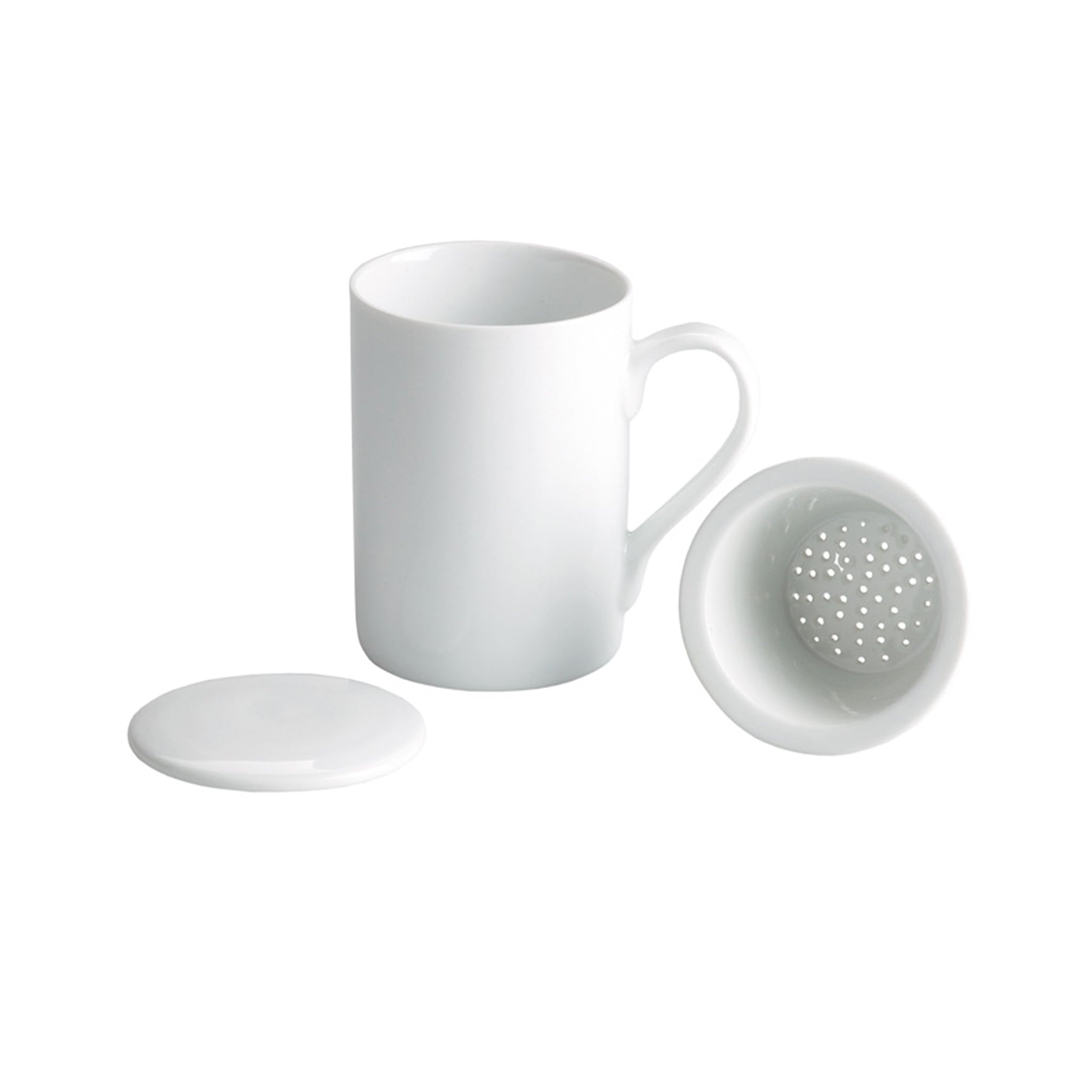 White Porcelain Mug with Tea Strainer, 270ml | Buy online UK – Sous Chef UK