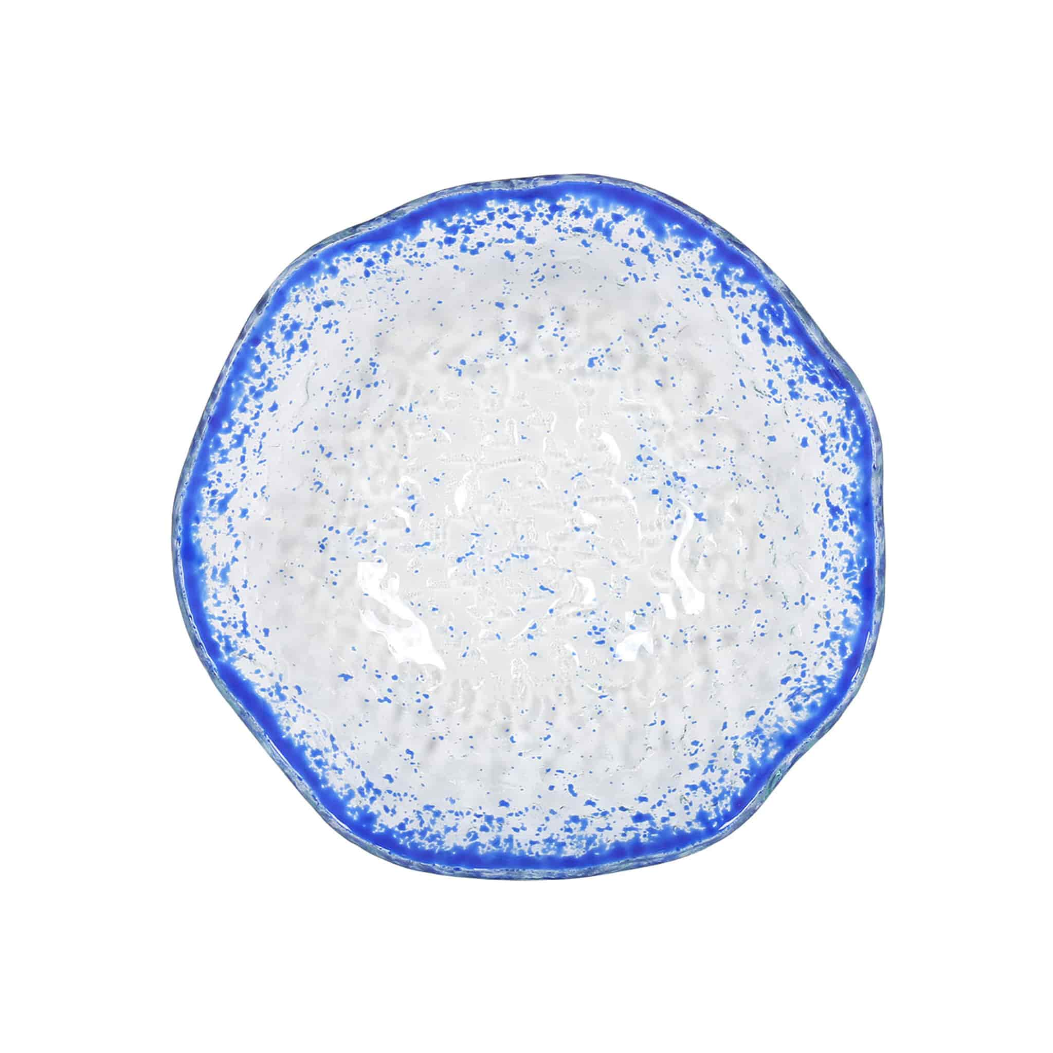 Cobalt Blue Rim Glass Bowl, 17.5cm