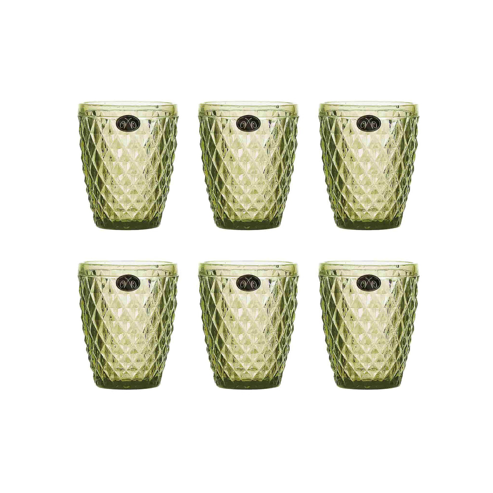 Set of 6 Green Diamond Tumblers, 270ml