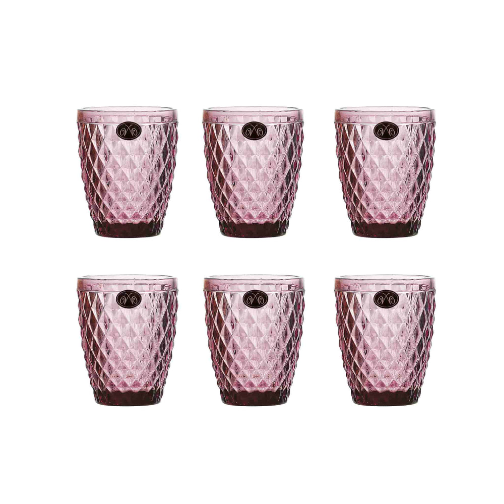 Set of 6 Purple Diamond Tumblers, 270ml