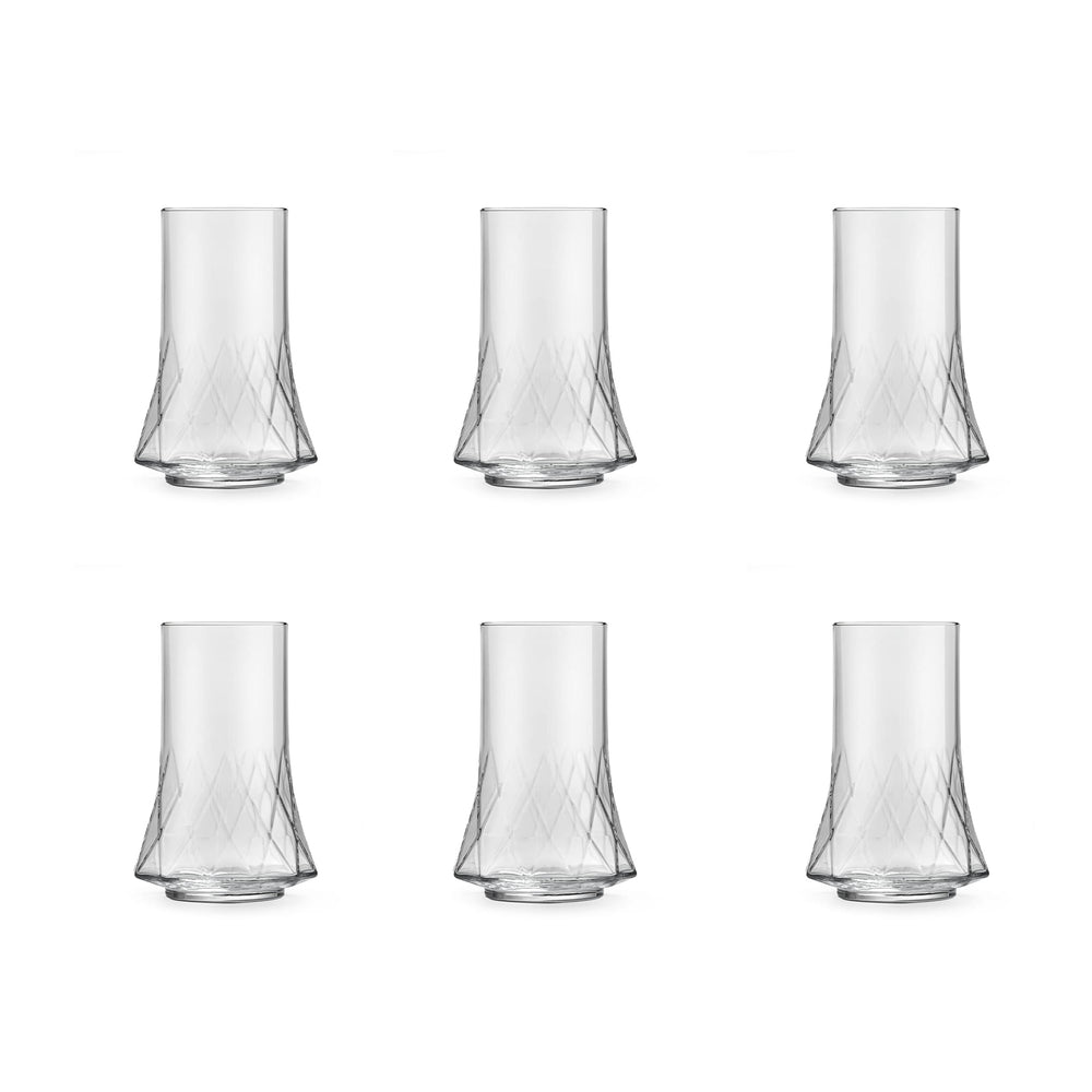 Set of 6 Geometric Glasses, 410ml