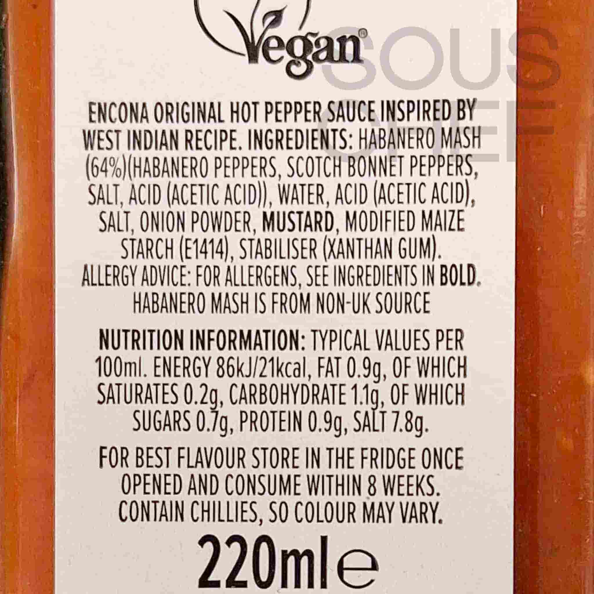 Encona Original Hot Pepper Sauce, 220ml