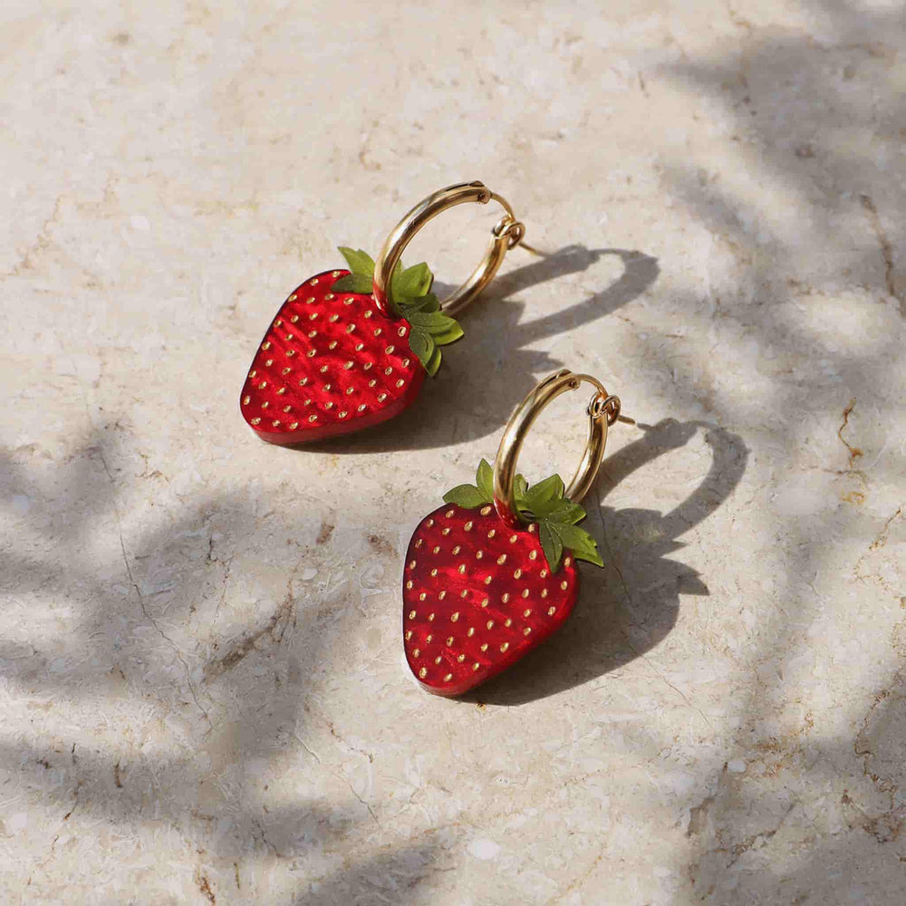 Wolf & Moon Strawberry Hoop Earrings