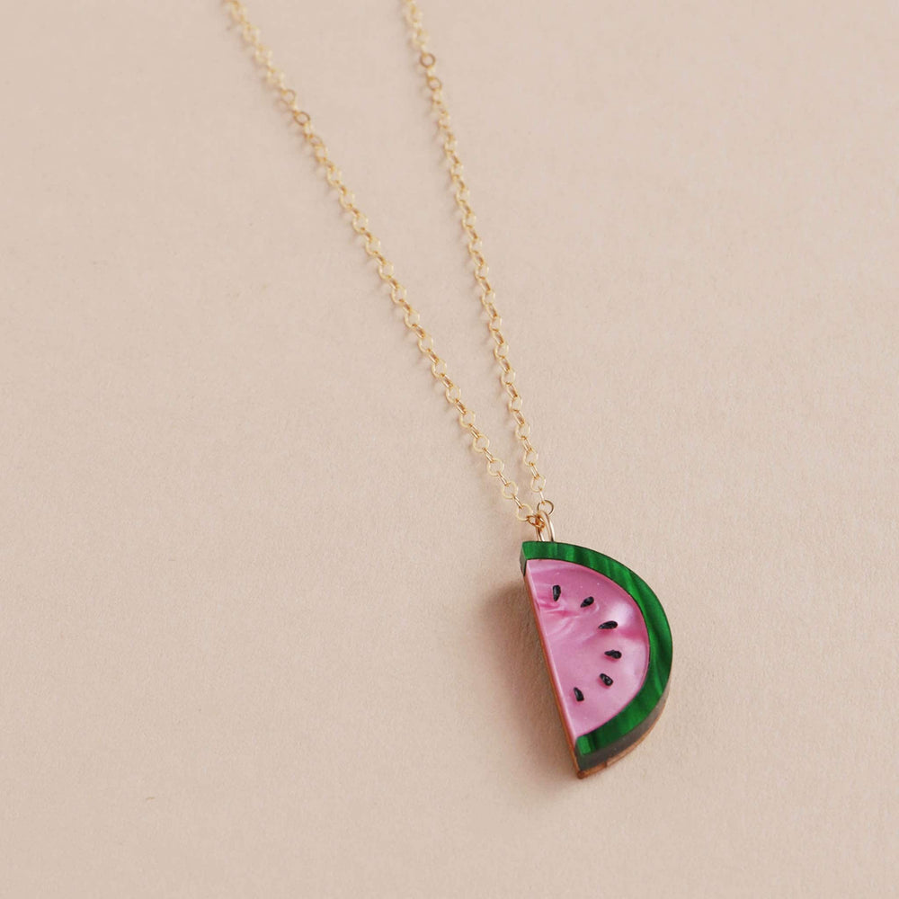 Wolf & Moon Watermelon Necklace