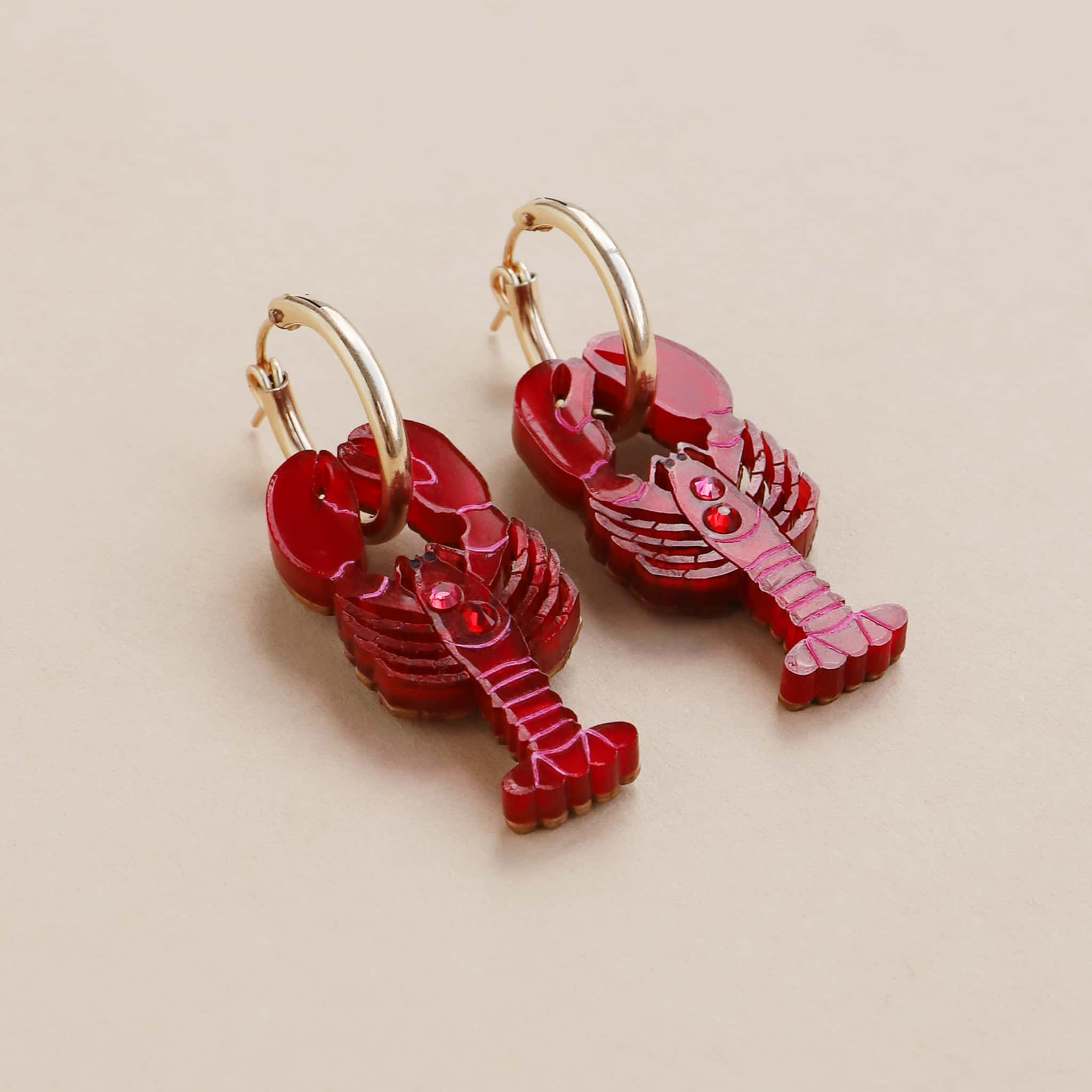 Wolf & Moon Lobster Hoop Earrings