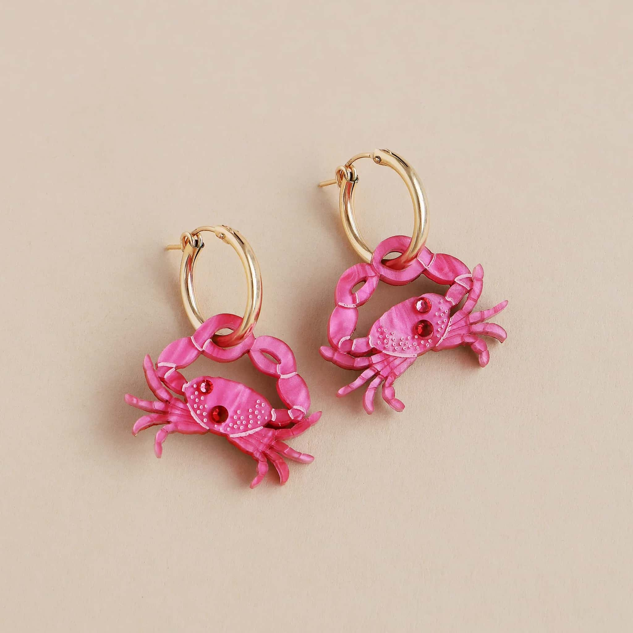 Wolf & Moon Pink Crab Hoop Earrings