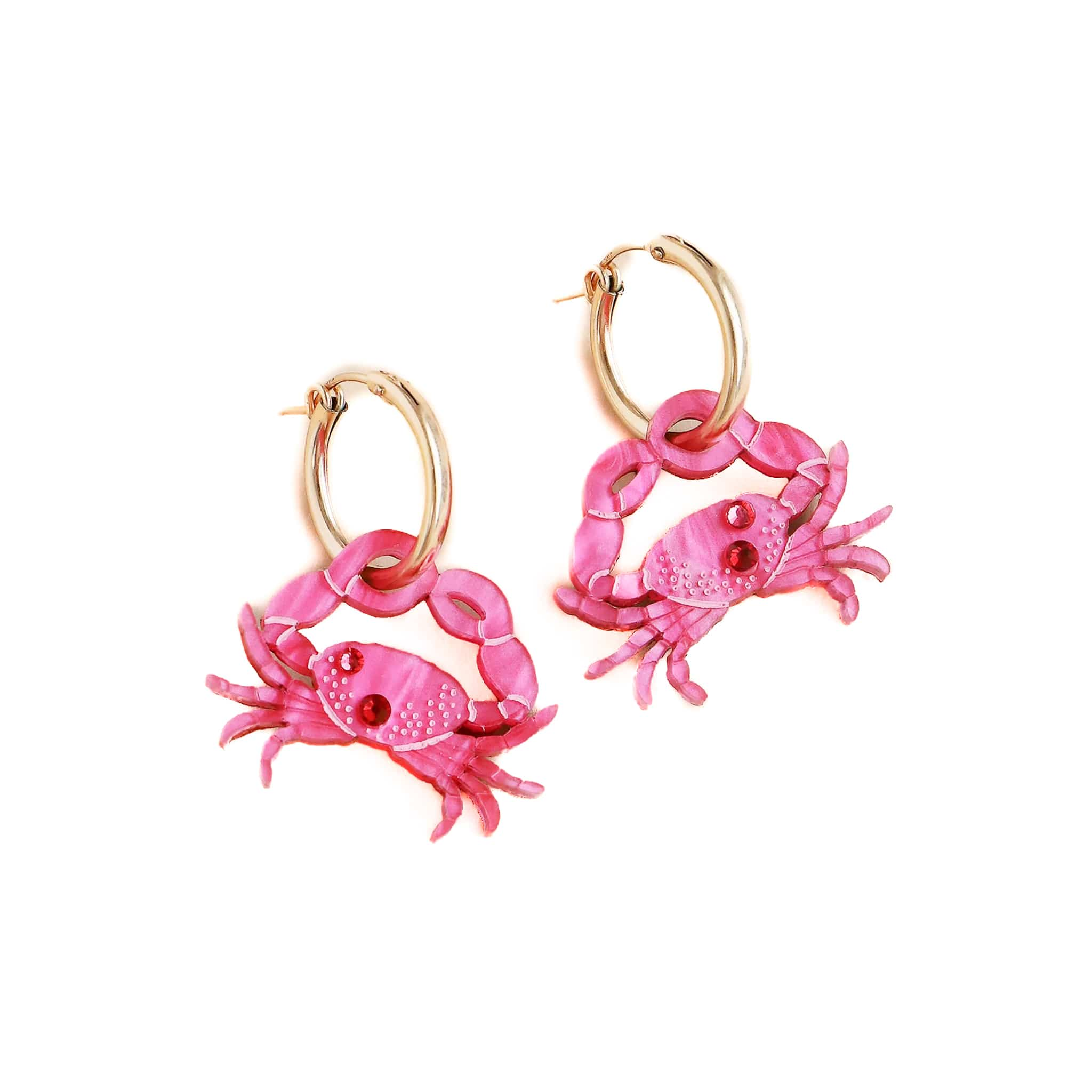 Wolf & Moon Pink Crab Hoop Earrings