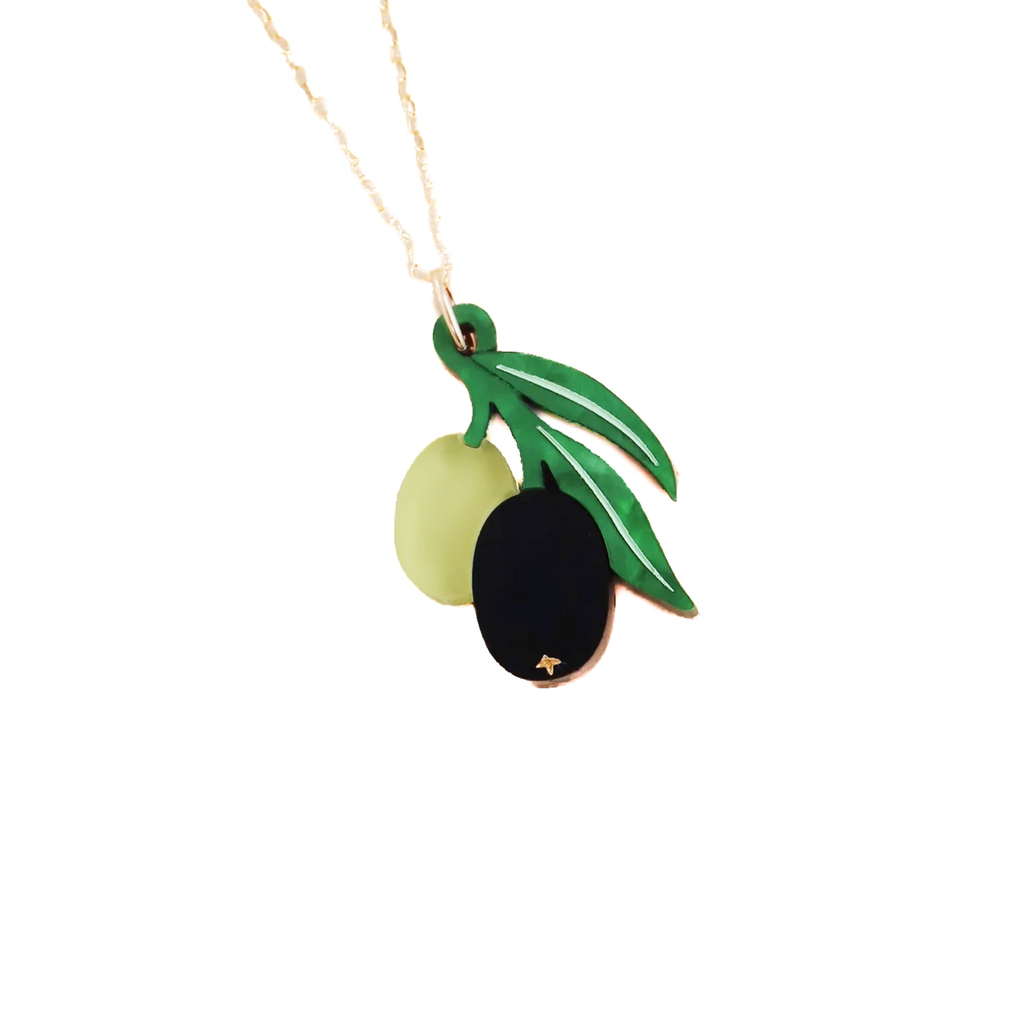 Wolf & Moon Olive Necklace