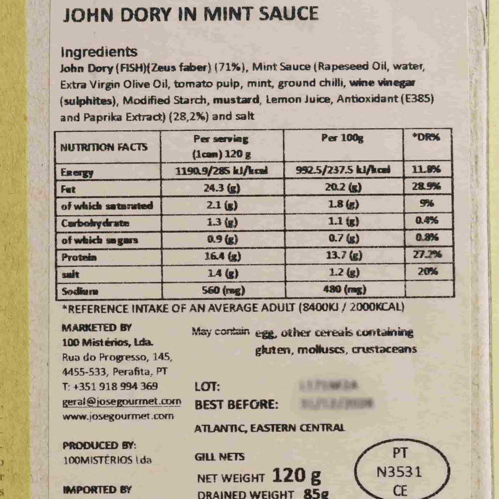 ABC+ John Dory in Mint Sauce, 120g