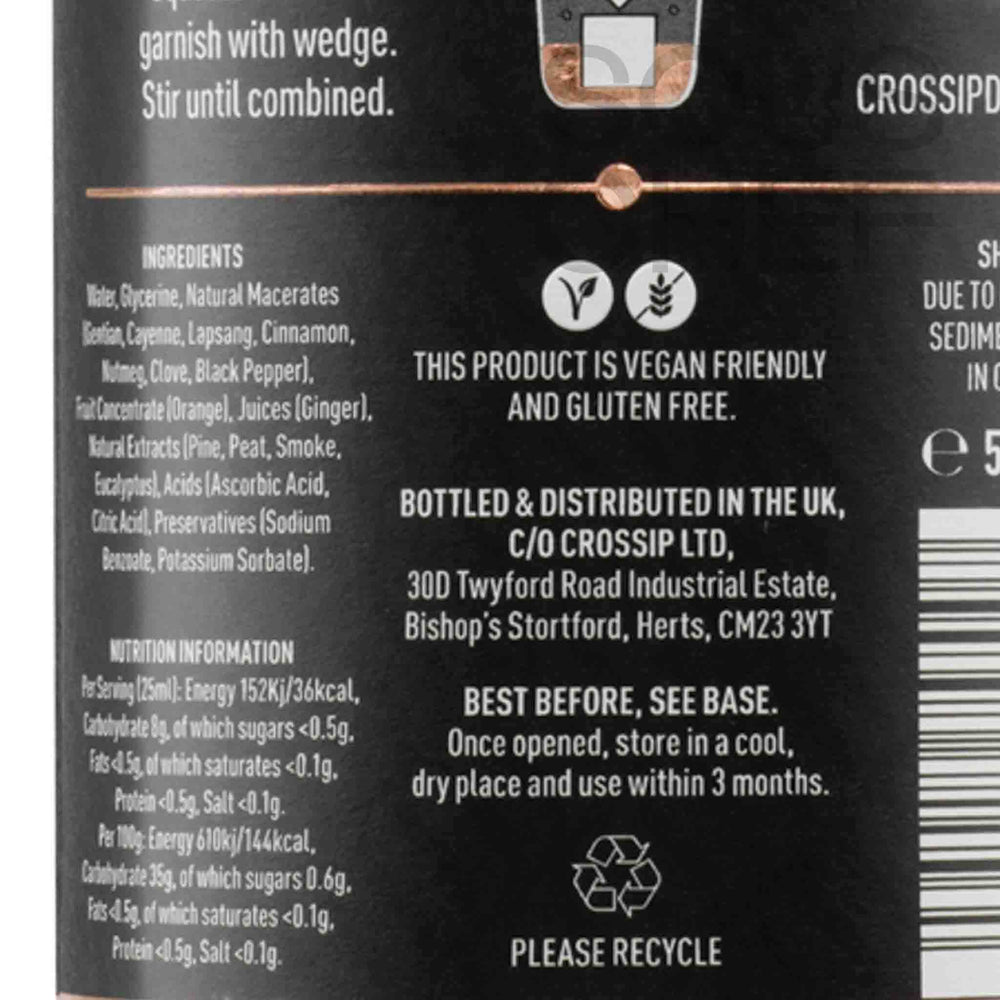 Crossip Dandy Smoke Non-Alcoholic Spirit, 500ml Ingredients and Nutritional Information	