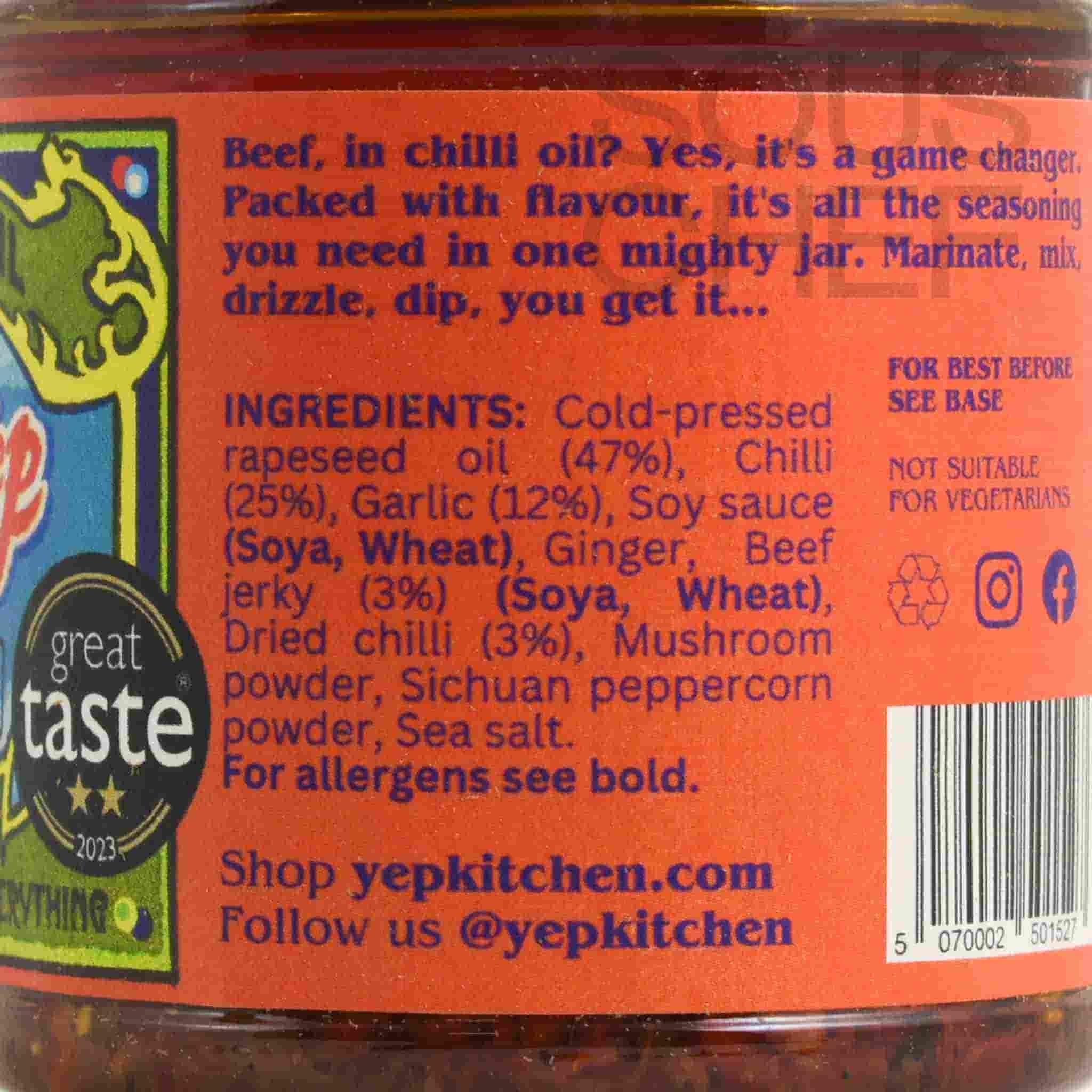 Yep Kitchen Garlic Chilli Oil with Beef, 160g