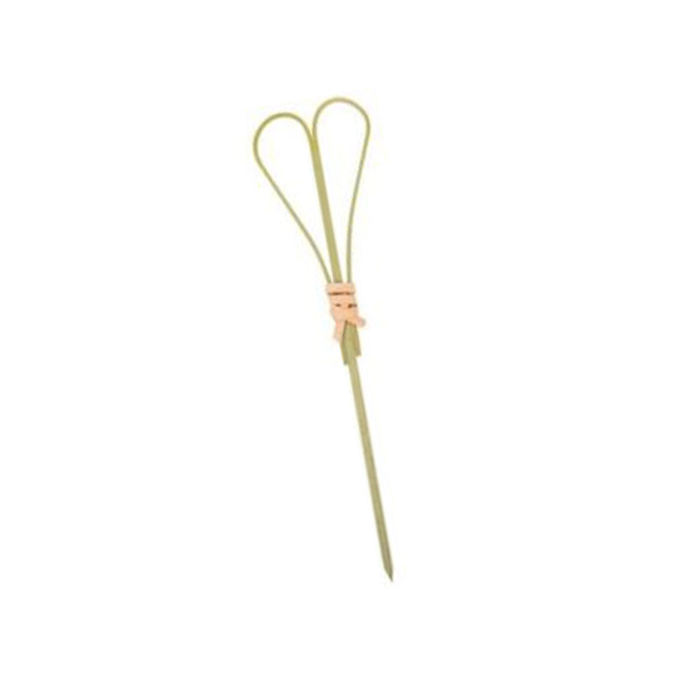 Set of 100 Green Looped Heart Bamboo Skewers, 9cm