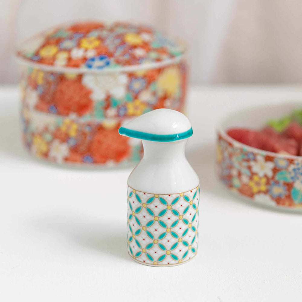 Seikou Porcelain Geometric Motif Soy Sauce Pourer