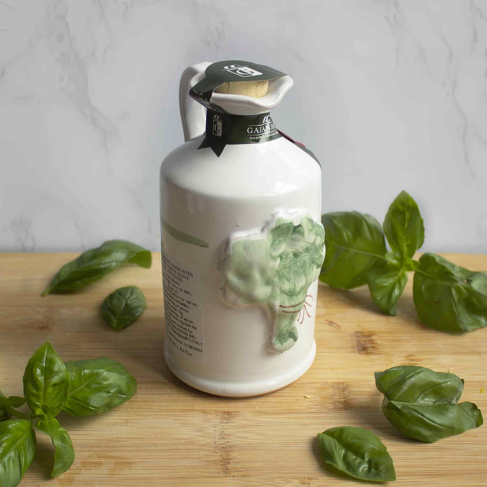 Puglian Olive Oil with Basil in Terracotta Bottle 250ml