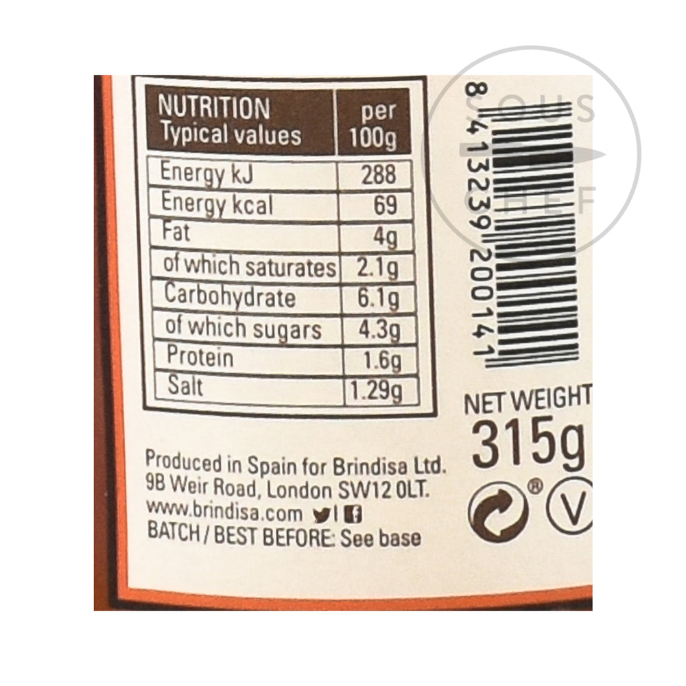 Brindisa Salsa Brava, Spicy Tomato Sauce 315g Ingredients Sauces & Condiments Spanish Food Nutritional Information