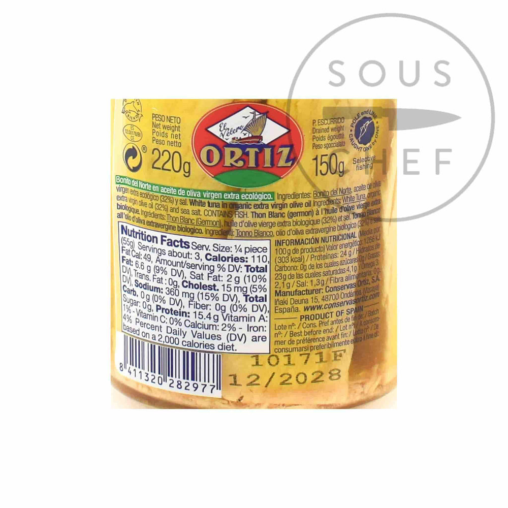 Ortiz Bonito in Organic Olive Oil 220g