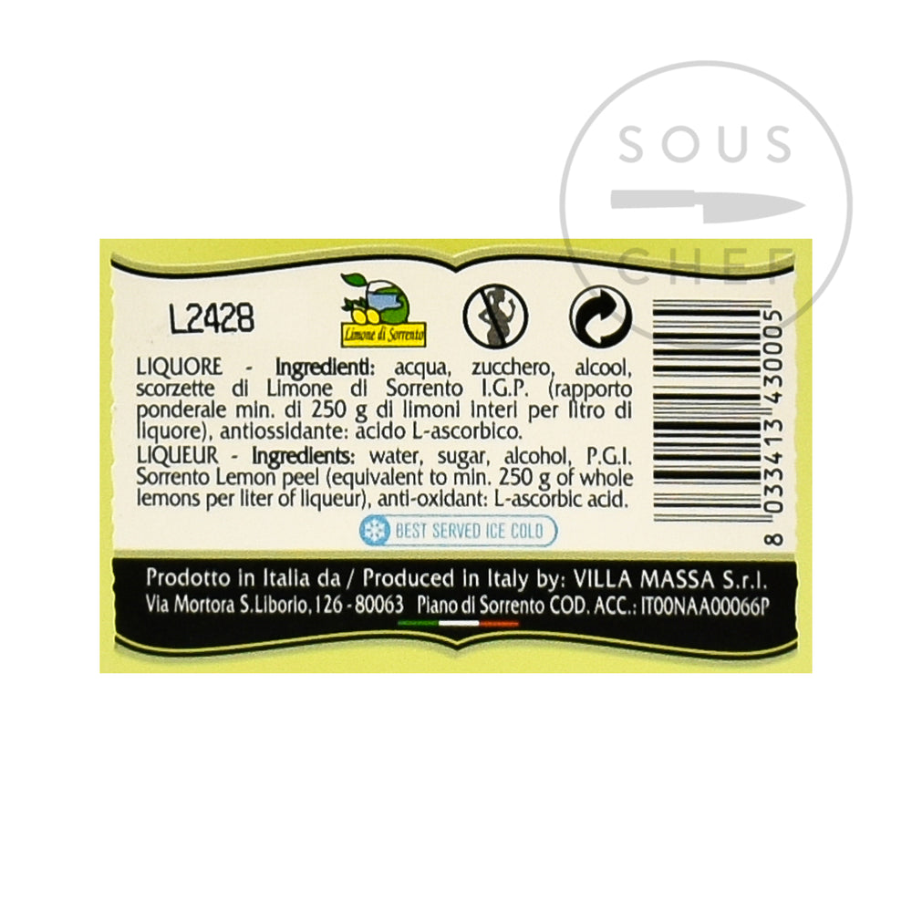 Villa Massa Limoncello 500ml ingredients