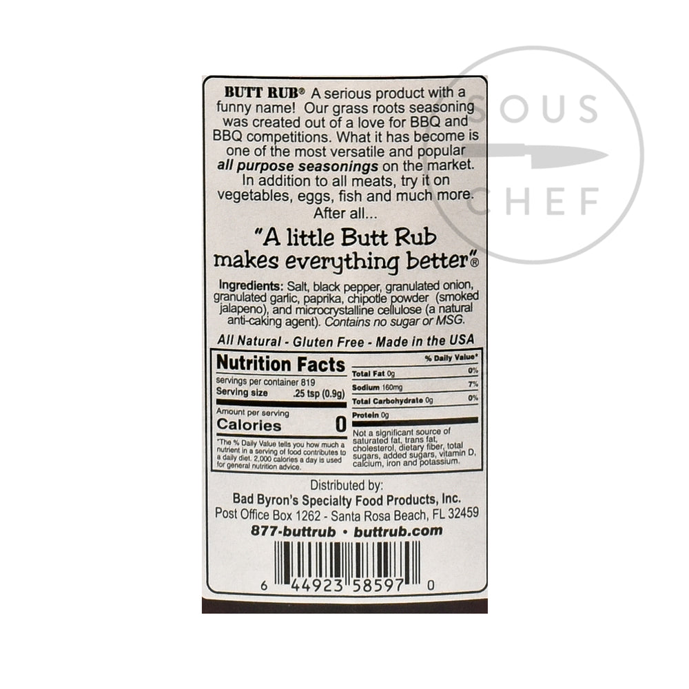 Bad Byron's Butt Rub 26oz nutritional information ingredients