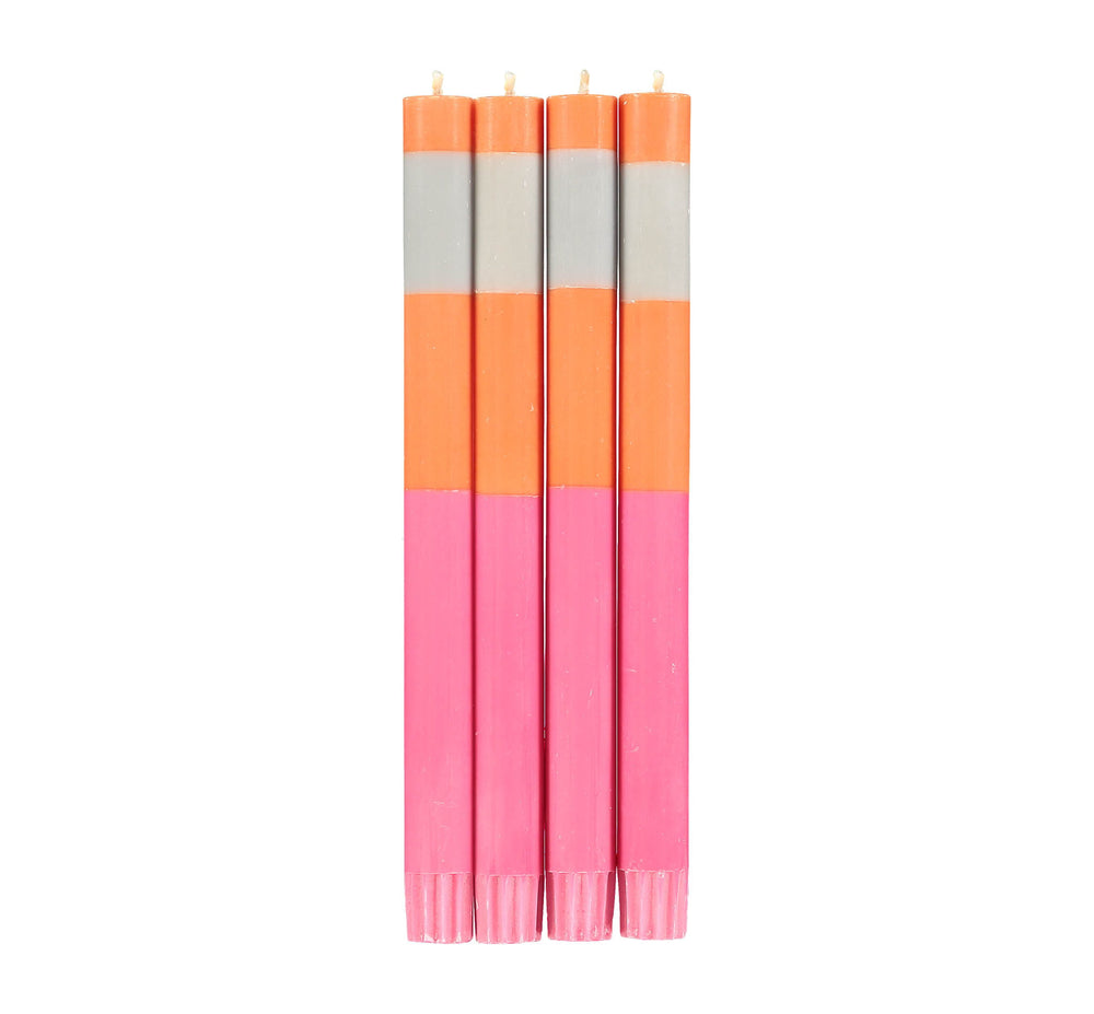 Set of 4 Pink Orange Colourblock Candles