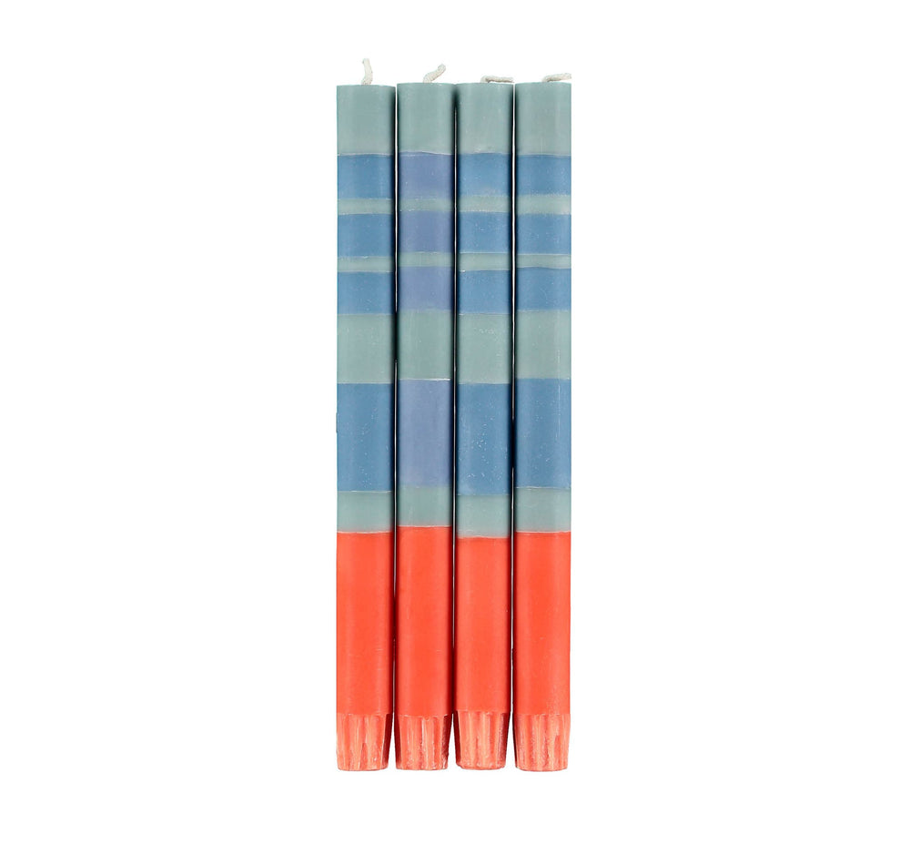 Set of 4 Orange Mint Striped Candles