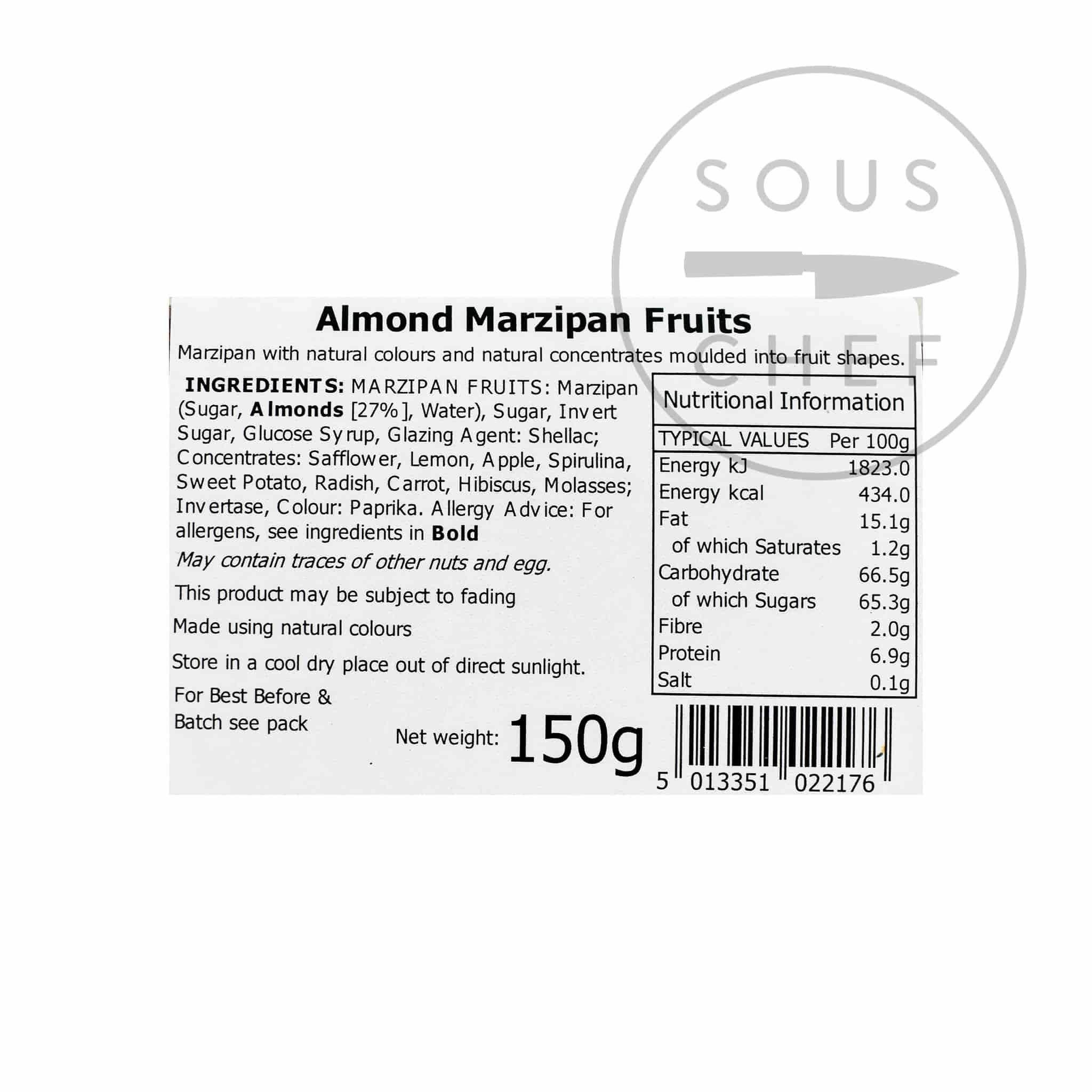 Marzipan Fruits 150g back of pack