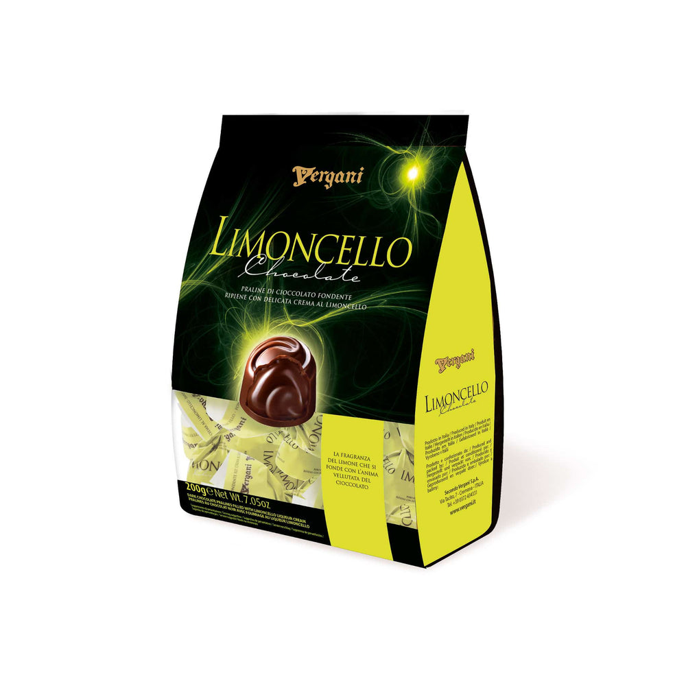 Dark Chocolates Pralines with Limoncello Flavoured Cream 200g front