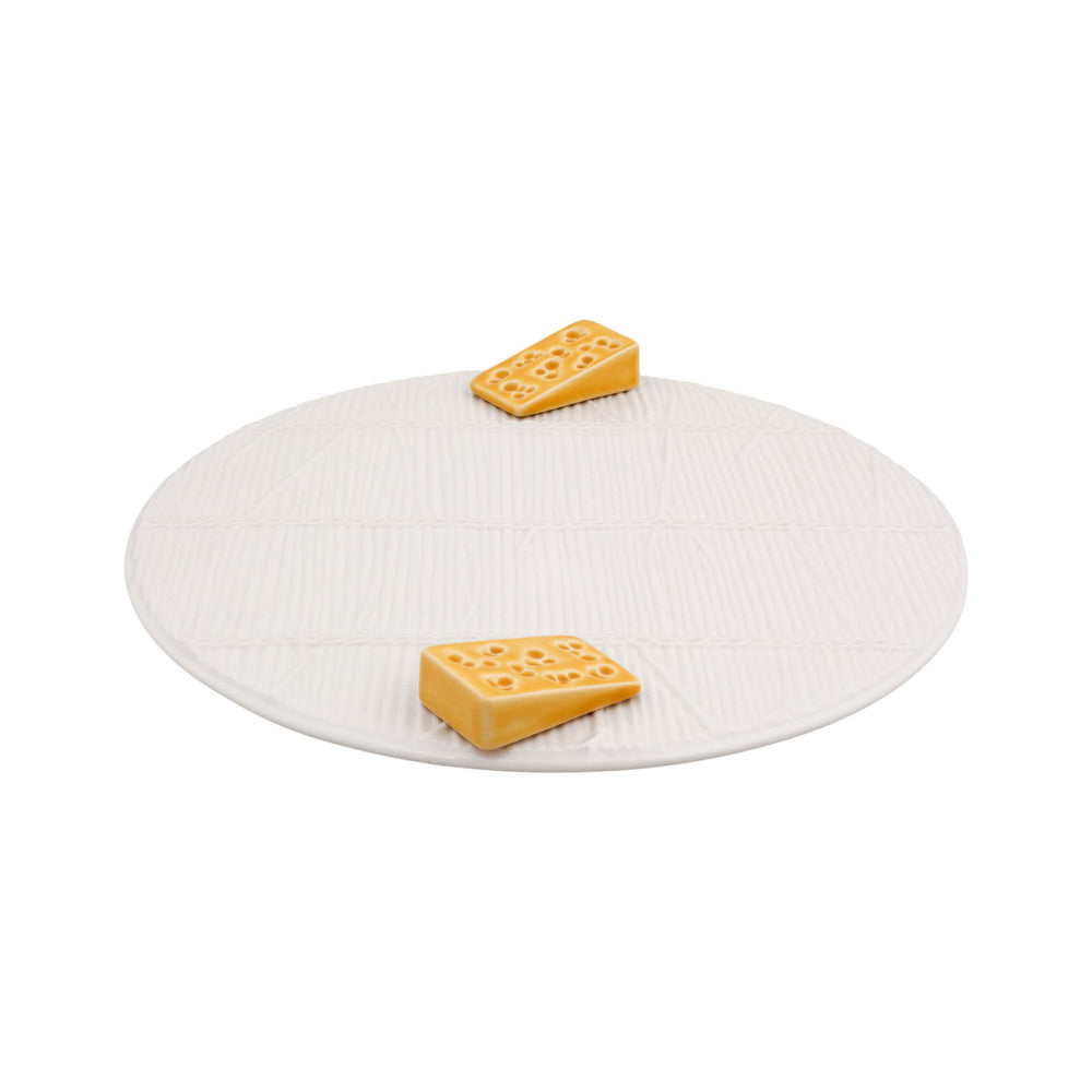 Bordallo Pinheiro White Cheese Tray with Yellow Cheese