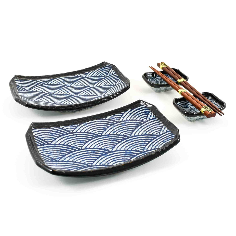 Blue Wave Sushi Serving Set