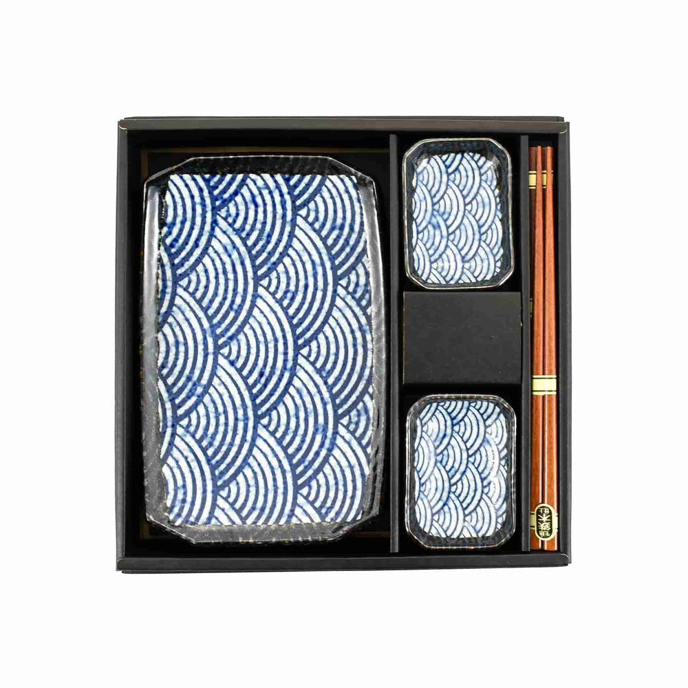 Blue Wave Sushi Serving Set